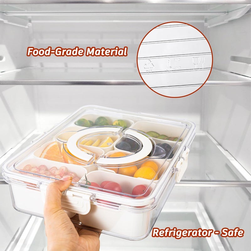 Dingerjar Divided Serving Tray with Lid and Handle - Divided Snack Tray for Portable Snack Platters - Clear Organizer for Candy, Fruits, Nuts, Snacks - Perfect for Party, Entertaining，2 pcs - Image 3
